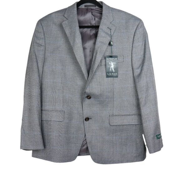 NWT Ralph Lauren Lexington Ultra Flex Glen Check Light Gray Sport Coat Jacket